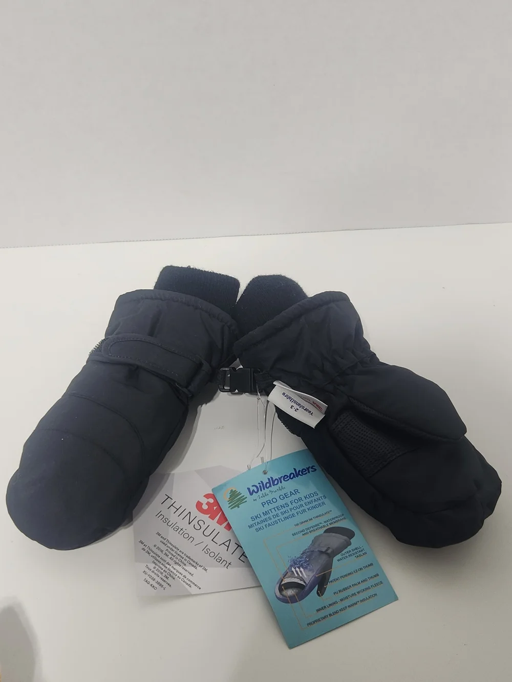 Kids Black Insulated Mittens